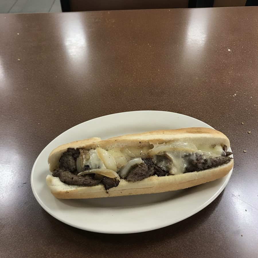 The same philly cheesesteak with the background tidied and framing straightened into a clean, upload-ready photo
